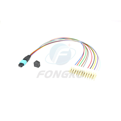 12 vezelmpo LC Fanout Kabel OM3 aan 0.9mm Koord van het MM.vezel het Optische Flard