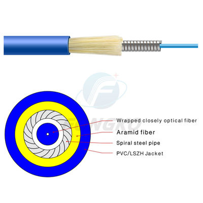 kwaliteit  Single Mode Simplex Armored Optical Fiber Cable GJSFJV With PVC Jacket Fabriek
