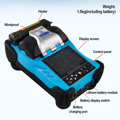 Blue Fiber Optic Fusion Splicer 4800mAh Batterij Chinees/Engels 2 talen Las Splicing Machine