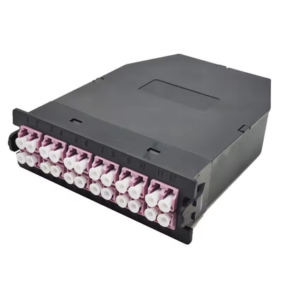 24F Zwarte LC Duplex Multimode MPO MTP Fiber Cassette voor 24 poorten OM3 OM4 OS2 Patch Panel
