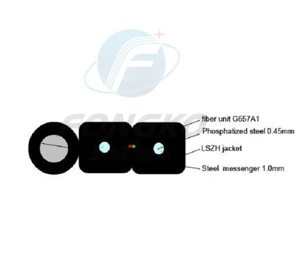 Outdoor GJYXFCH 2*5mm FTTH Reel Drum Fiber Drop Cable LSZH Zelfdragend glasvezelkabel