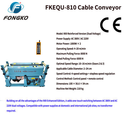 FONGKO FKEQU-810 AC380V AC220V Kabeltrekker Meerdere eenheden Koppelde Kabeltrekmachine Ondergrondse Kabelbouw