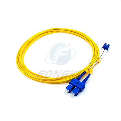Koord 3 van het vezelflard meet Groene Dublex Lc aan Sc-de Kabel Singlemode Duplexvezel Optische Duplexlc van het Vezelflard - Sc-patchcor