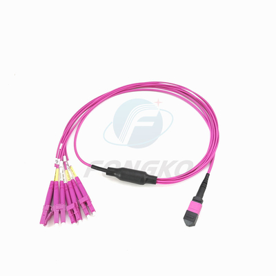 8 vezel OM4 MPO aan LC-Flardkoord MPO aan LC-Kabel van de Vezel de Optische Doorbraak