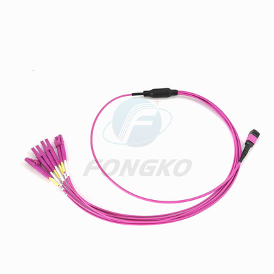 8 vezel OM4 MPO aan LC-Flardkoord MPO aan LC-Kabel van de Vezel de Optische Doorbraak