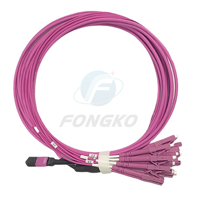 8 vezel OM4 MPO aan LC-Flardkoord MPO aan LC-Kabel van de Vezel de Optische Doorbraak